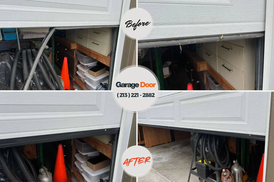 Before and after: garage door repair Newport Beach, CA